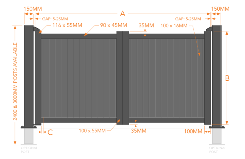 RMG001DG – Full Privacy Aluminium Driveway Gate - Image 2